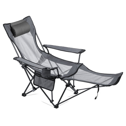 Reclining Camping Chair, 4-Position, Footrest, 220 lb