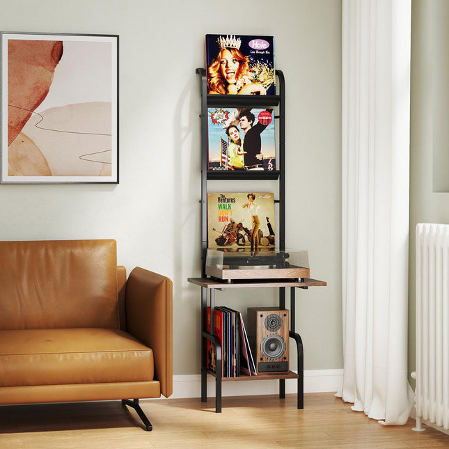 Record Player Stand, 5-Tier Vinyl Display Shelf