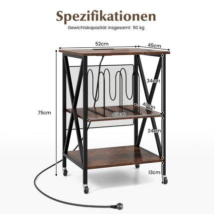 Record Player Stand With Charging Station, Vinyl Storage