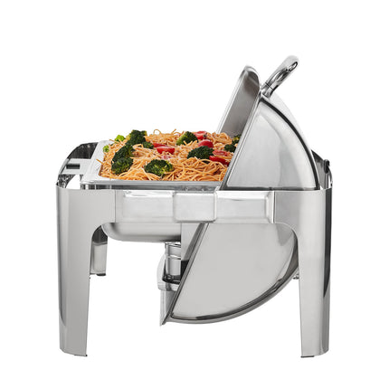 Rectangle Roll Top Chafing Dish, 9 Qt, Glass Lid, Fuel Holder
