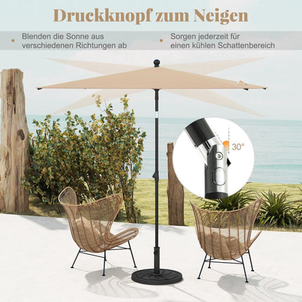 Rectangular Balcony Umbrella 210x140 cm, Beige, Adjustable