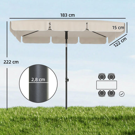 Rectangular Balcony Umbrella, Water-Repellent, 183x122 cm