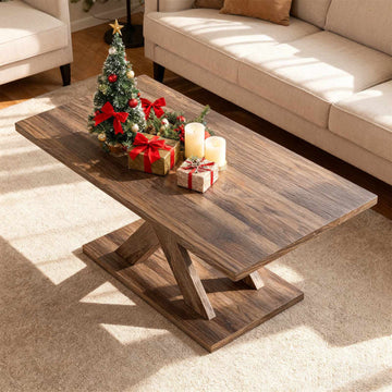 Rectangular Coffee Table, 37.5", Rustic Brown, Rubber Wood