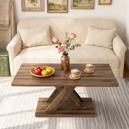 Rectangular Coffee Table, 37.5", Rustic Brown, Rubber Wood