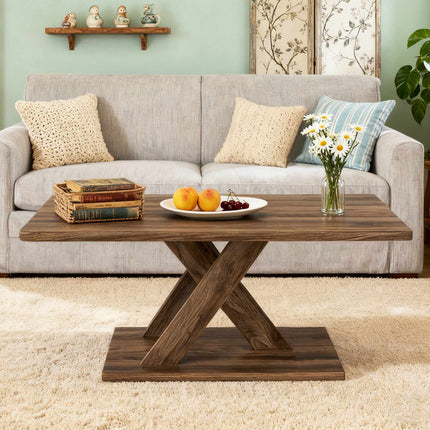 Rectangular Coffee Table, 37.5", Rustic Brown, Rubber Wood
