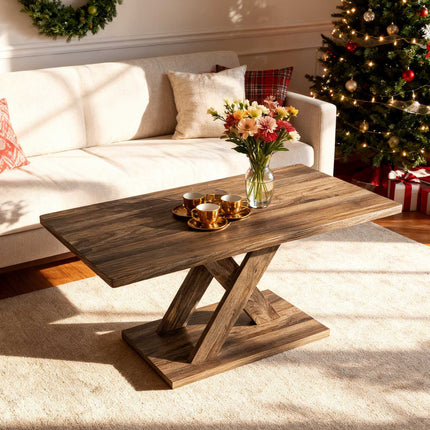 Rectangular Coffee Table, 37.5", Rustic Brown, Rubber Wood
