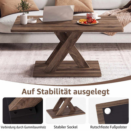 Rectangular Coffee Table, 37.5", Rustic Brown, Rubber Wood
