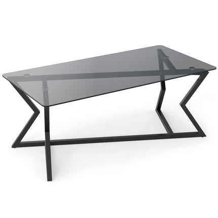 Rectangular Coffee Table with Tempered Glass Top & Metal Frame