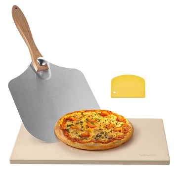 Rectangular Cordierite Pizza Stone 20x14 in, Aluminum Peel