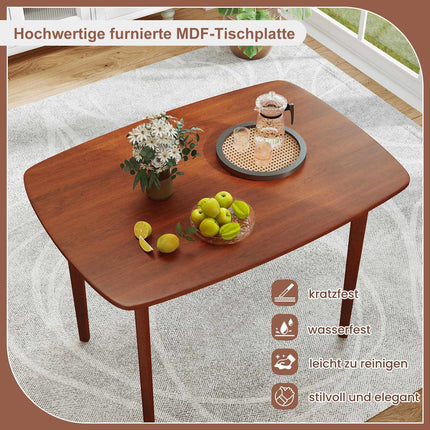 Rectangular Dining Table for 2-4, Walnut Finish, Rubberwood Legs