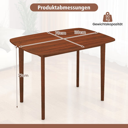 Rectangular Dining Table for 2-4, Walnut Finish, Rubberwood Legs