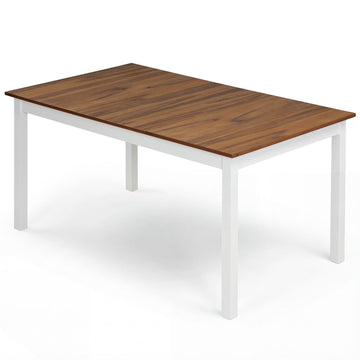 Rectangular Dining Table for 6 with Solid Rubber Wood Legs, 60 Inch, Brown