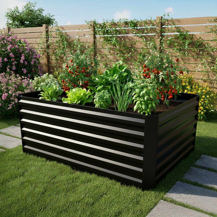 Rectangular Galvanized Metal Planter – Raised Garden Bed