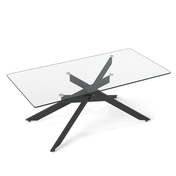 Rectangular Glass Coffee Table, Black, 120x60 cm