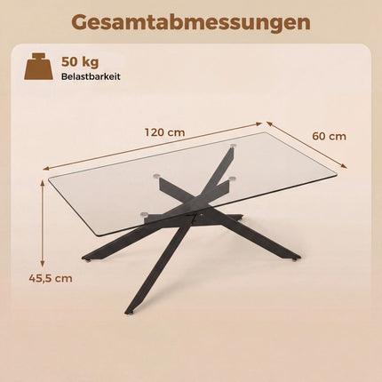 Rectangular Glass Coffee Table, Black, 120x60 cm