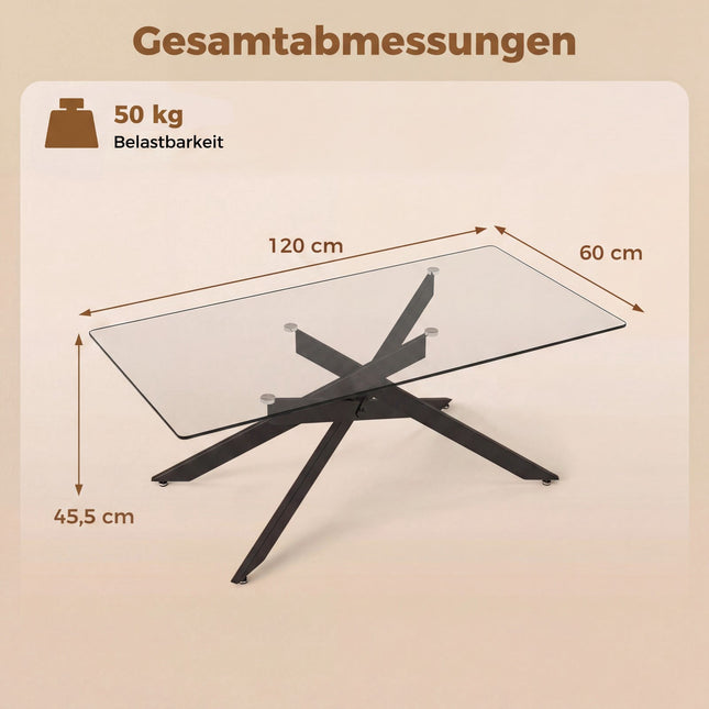 Rectangular Glass Coffee Table, Black, 120x60 cm
