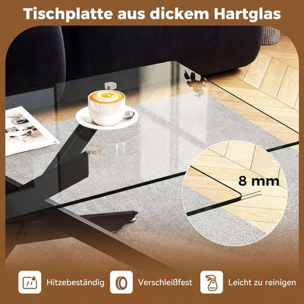 Rectangular Glass Coffee Table, Black, 120x60 cm