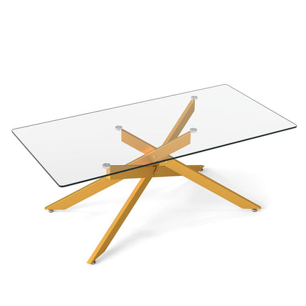 Rectangular Glass Coffee Table, Gold, 120 x 60 cm