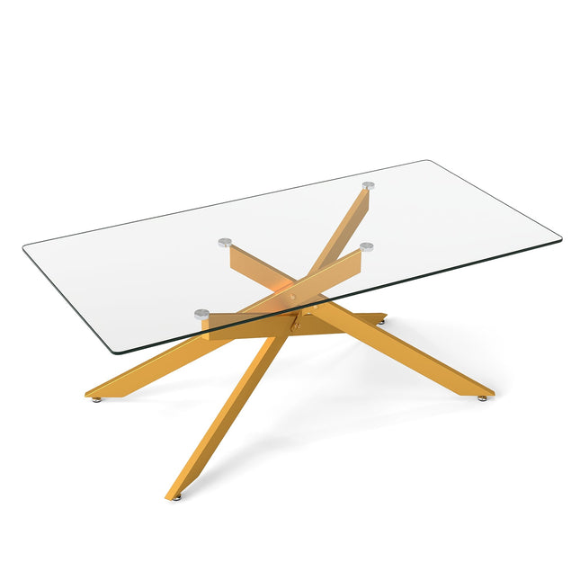 Rectangular Glass Coffee Table, Gold, 120 x 60 cm
