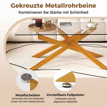 Rectangular Glass Coffee Table, Gold, 120 x 60 cm