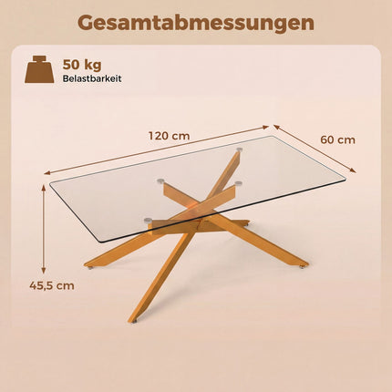 Rectangular Glass Coffee Table, Gold, 120 x 60 cm