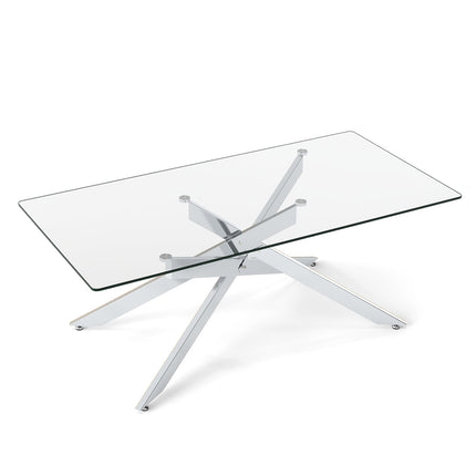 Rectangular Glass Coffee Table, Tempered Glass, 120x60 cm