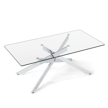 Rectangular Glass Coffee Table, Tempered Glass, 120x60 cm