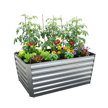 Rectangular Metal Planter – Raised Garden Bed, Galvanized