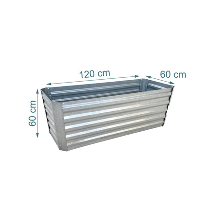 Rectangular Metal Planter – Raised Garden Bed, Galvanized
