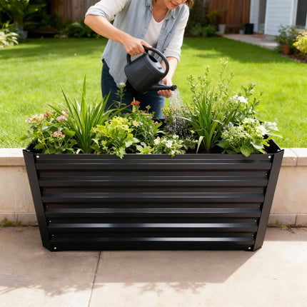 Rectangular Metal Planter – Raised Garden Bed, Galvanized