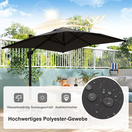Rectangular Patio Umbrella, 250x250 cm, Adjustable, Gray