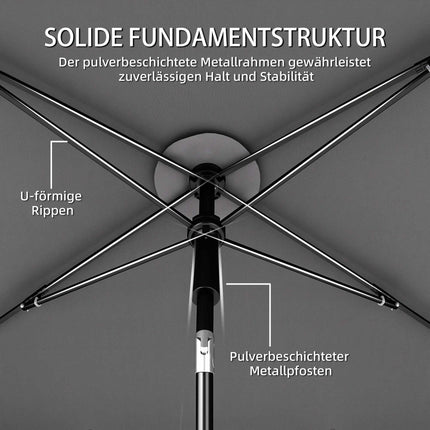 Rectangular Patio Umbrella, Water-Resistant, Dark Grey