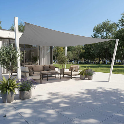 Rectangular Shade Sail, Weatherproof UV Protection, Grey