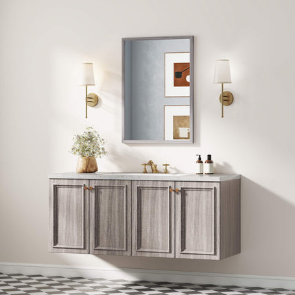 Rectangular Wall Mirror, 50x70 cm, Grey Wood Frame