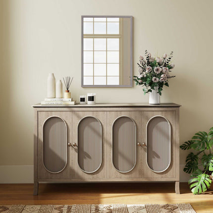 Rectangular Wall Mirror, 50x70 cm, Grey Wood Frame