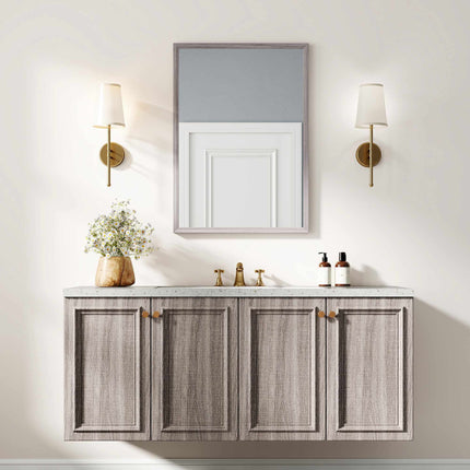 Rectangular Wall Mirror, 50x70 cm, Grey Wood Frame