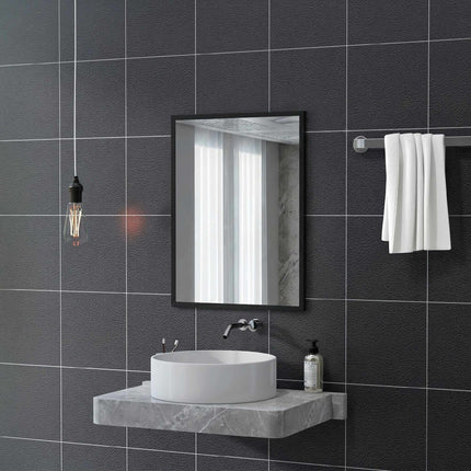 Rectangular Wall Mirror, 60x80 cm, Black MDF Frame