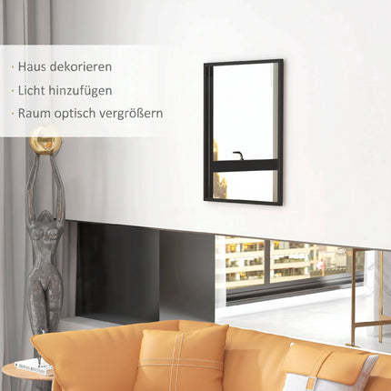 Rectangular Wall Mirror, 60x80 cm, Black MDF Frame