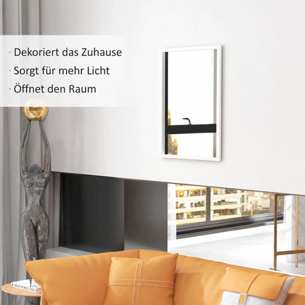 Rectangular Wall Mirror, 60x80 cm, White MDF Frame