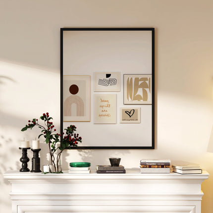 Rectangular Wall Mirror, 70x90 cm, Black MDF Frame