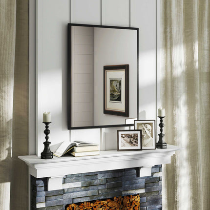 Rectangular Wall Mirror, 70x90 cm, Black MDF Frame