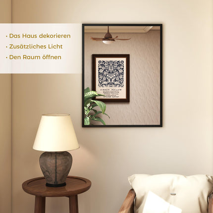 Rectangular Wall Mirror, 70x90 cm, Black MDF Frame