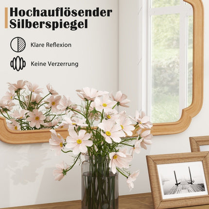 Rectangular Wall Mirror with Wood Frame, 90x60 cm