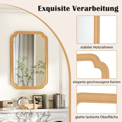 Rectangular Wall Mirror with Wood Frame, 90x60 cm