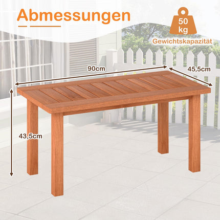 Rectangular Wooden Coffee Table with Slatted Top, 90x45x43.5cm