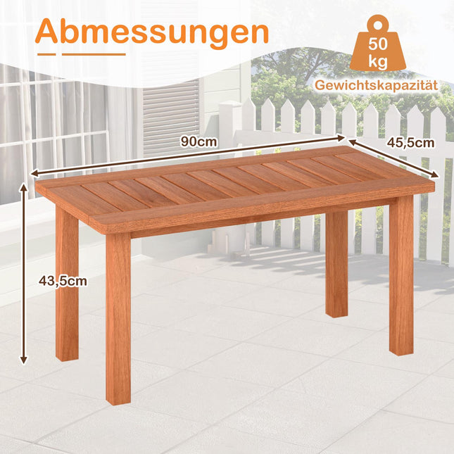 Rectangular Wooden Coffee Table with Slatted Top, 90x45x43.5cm