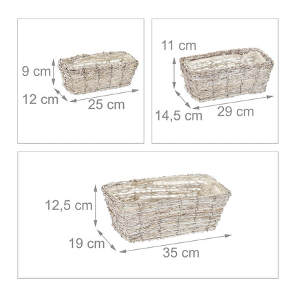Rectangular flower pot - set of 3