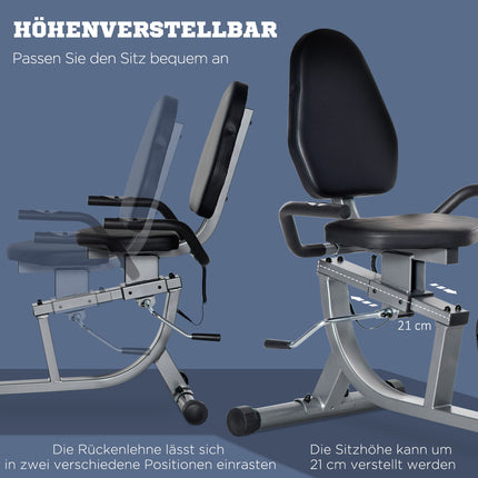 Recumbent exercise bike - LCD, 8-level resistance, 110 kg capacity