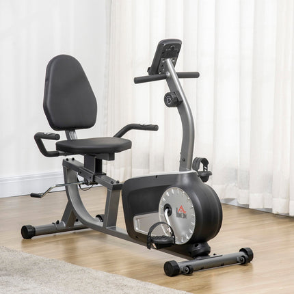 Recumbent exercise bike - LCD, 8-level resistance, 110 kg capacity