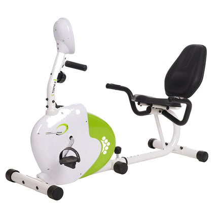 Recumbent Magnetic Exercise Bike, White/Green